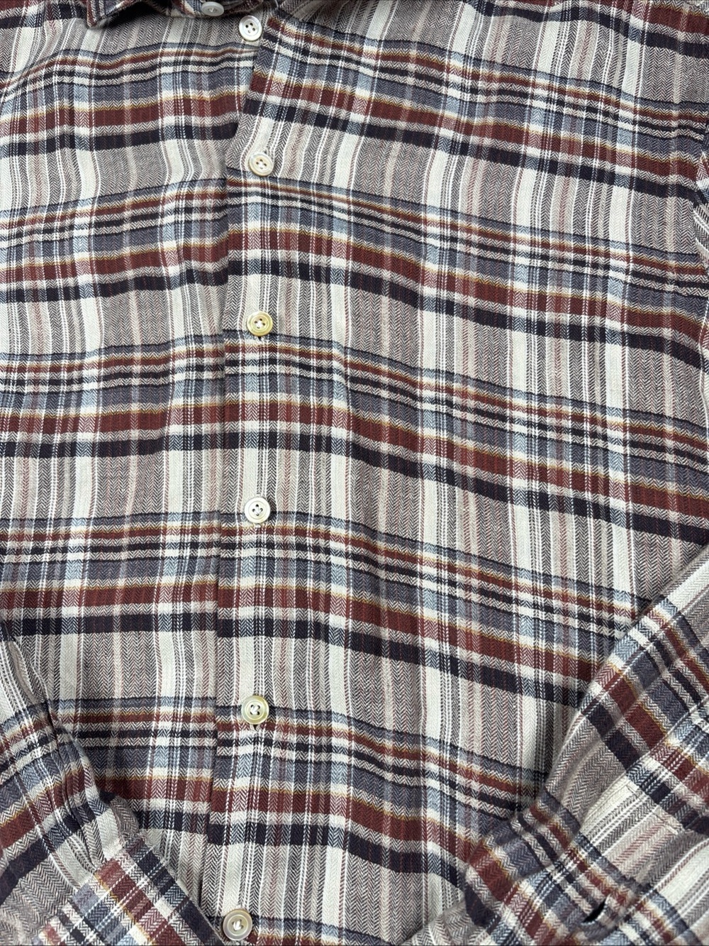 KITON Men's Plaid Button-Up Shirt in Beige and Brown - Picture 3 of 9